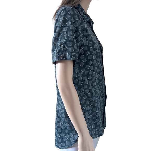 Ted Baker London Blouse Top Shirt Geometric Pattern Full Button Front Micro Dots - Picture 9 of 16